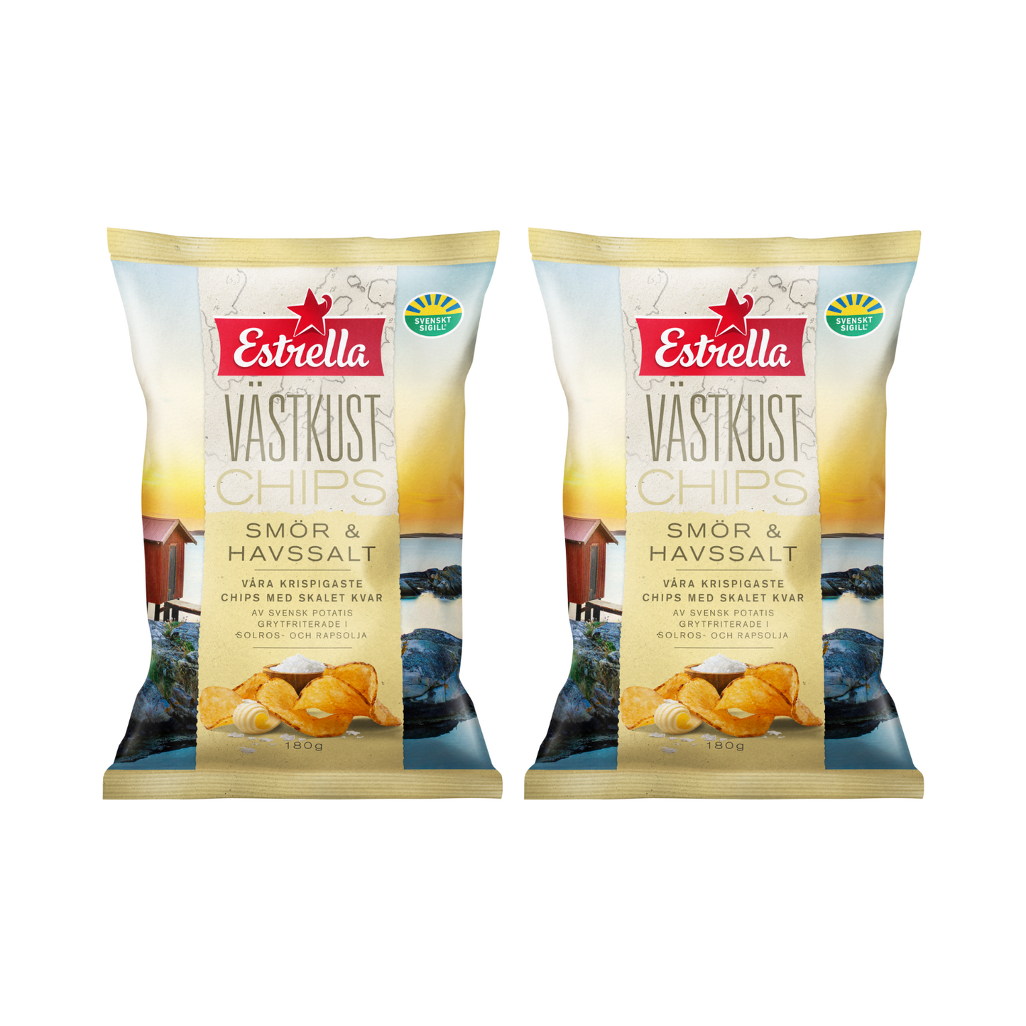 West Coast Butter And Sea Salt Chips 180g By Estrella