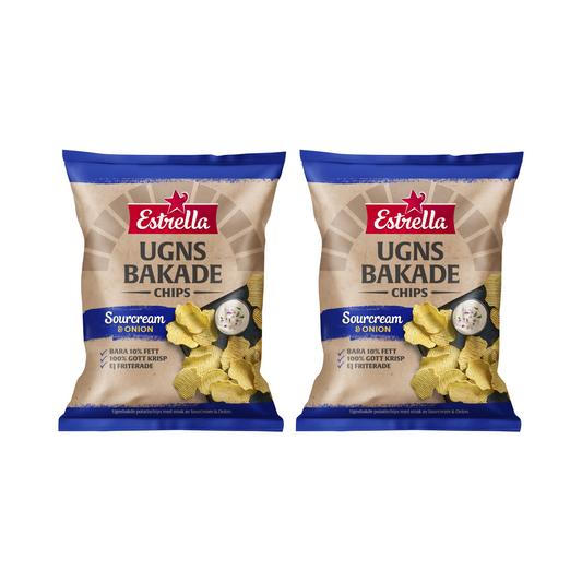 Oven Baked Sour Cream & Onion Chips 125g By Estrella