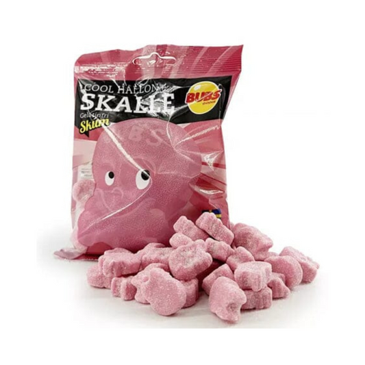 Bubs Cool Raspberry Skull Foam Candy – Whole Box 12 x 90g Swedish Gummies