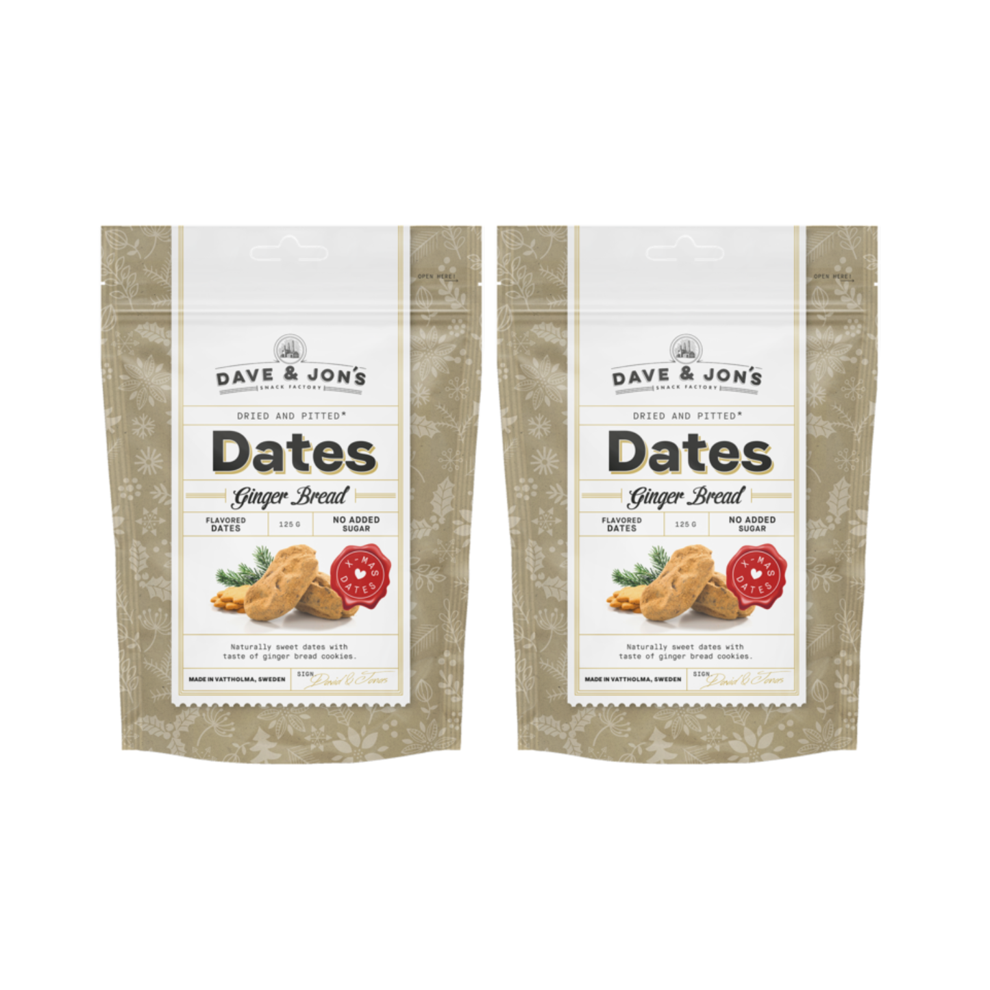 Dave & Jon’s Gingerbread Dates 125g – Swedish Vegan Snack, No Added Sugar