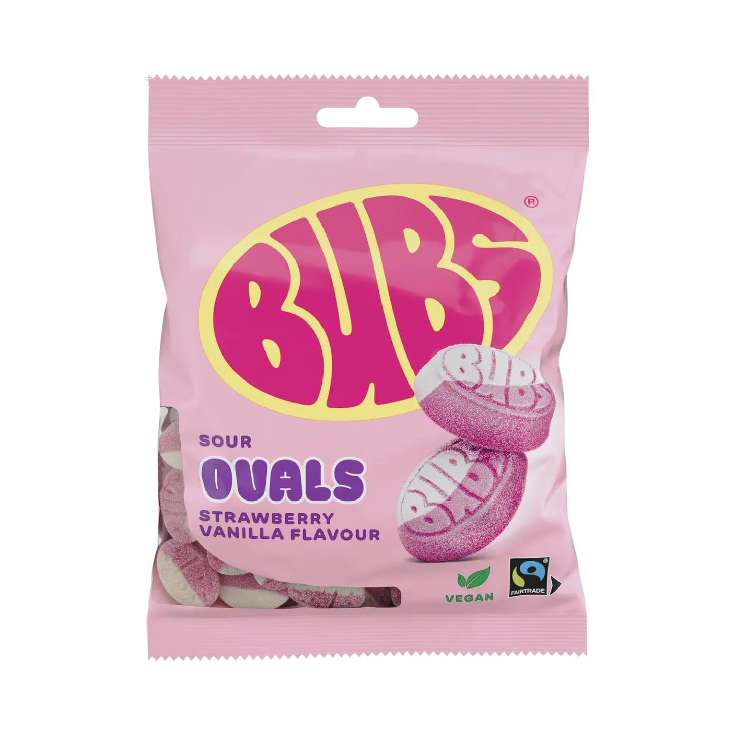Whole Box Bubs Strawberry Vanilla Sour Ovals 12 x 90g