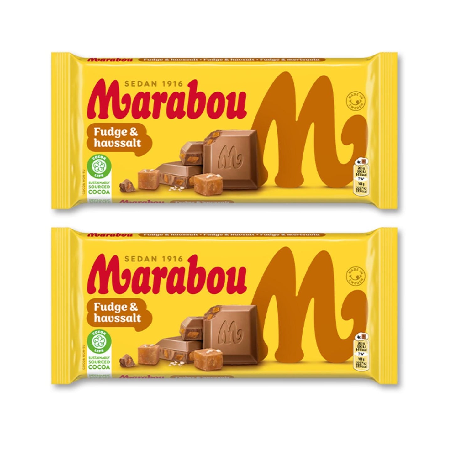 Fudge and Sea Salt Chocolate Bar 185g By Marabou