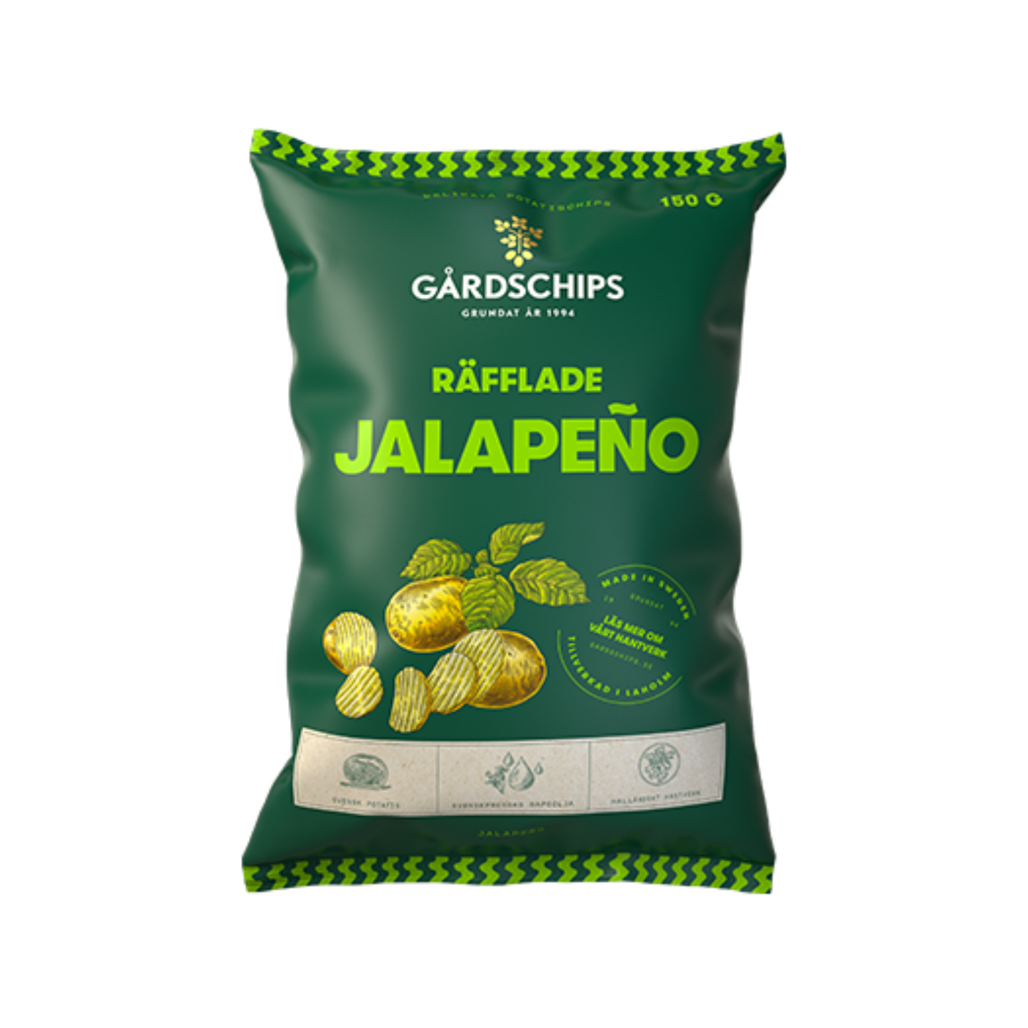 Jalapeño Potato Chips 150g By Gårdschips