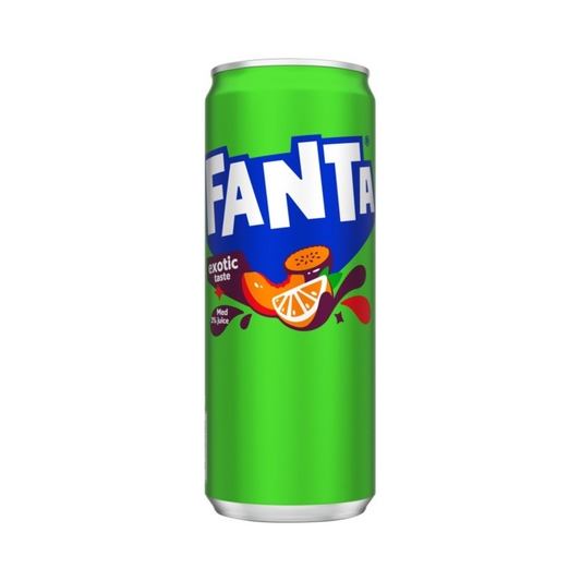 Fanta Exotic 33cl Can – Tropical Fruit Soda – Imported from Sweden – Unique European Soft Drink