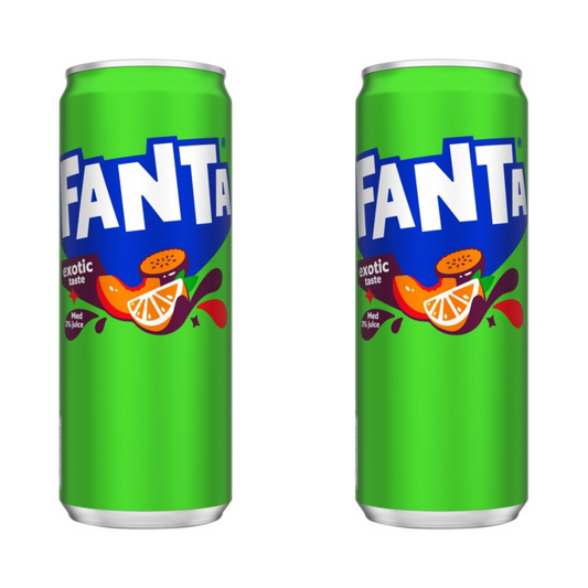 Fanta Exotic 33cl Can – Tropical Fruit Soda – Imported from Sweden – Unique European Soft Drink