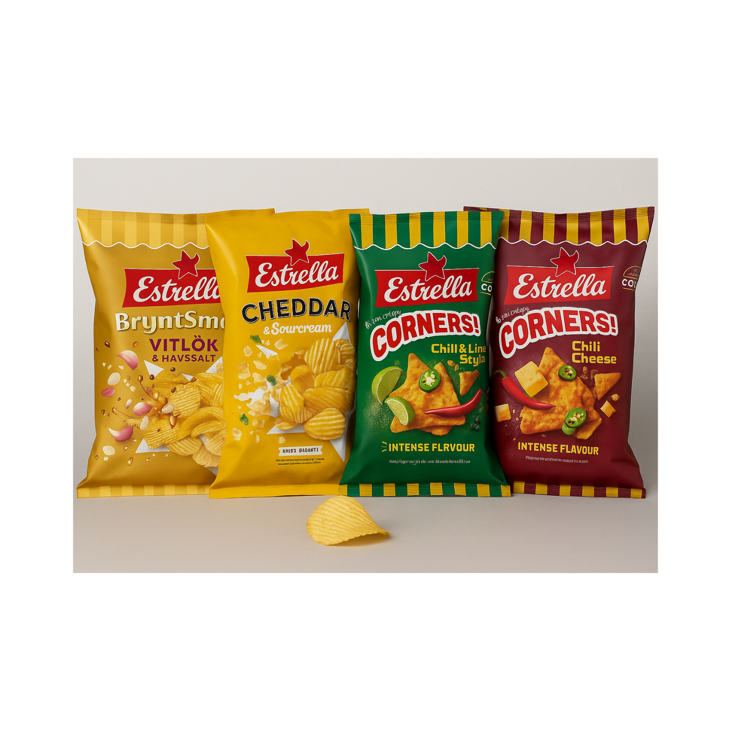 Deal of the Week – Estrella Chips Variety Pack: Browned Butter, Cheddar Sour Cream, Corners Chili Cheese & Chili Lime - Swedish Snack Bundle