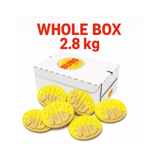 Bubs Banana Candy – WHOLE BOX 2.8kg – Swedish Foam Candy Bulk – Banana Flavour by Bubs