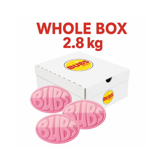 Bubs Wild Strawberry Pomegranate Ovals – WHOLE BOX 2.8kg – Swedish Foam Candy Bulk – Pick & Mix Scandinavian Sweets