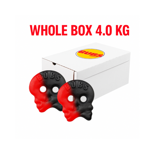 Bubs Hallon/Lakrits Skalle – WHOLE BOX 4kg – Swedish Foam Candy Bulk – Pick & Mix Scandinavian Sweets