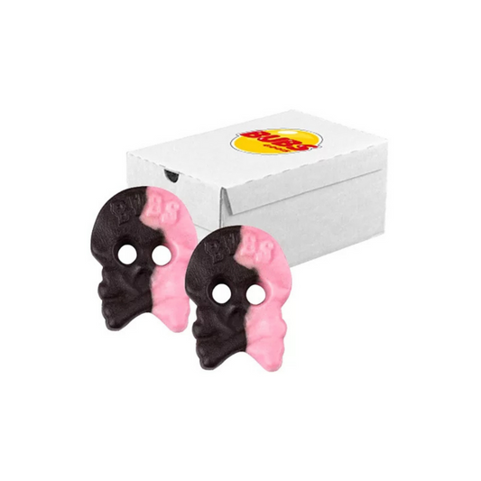 Bubs Skulls Foam Raspberry Licorice – WHOLE BOX 2.8kg – Swedish Foam Candy Bulk – Pick & Mix Scandinavian Sweets