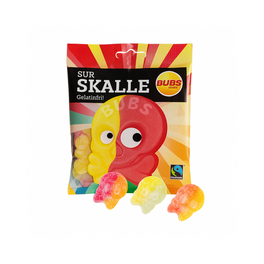 Bubs Sour Skull Candy – WHOLE BOX 90g x 16 – Swedish Sour Candy Bulk – Pick & Mix Scandinavian Sweets