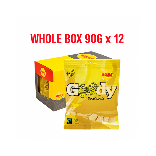 Bubs Goody Banana Toffee – WHOLE BOX 90g x 12 – Swedish Candy Bulk – Pick & Mix Scandinavian Sweets