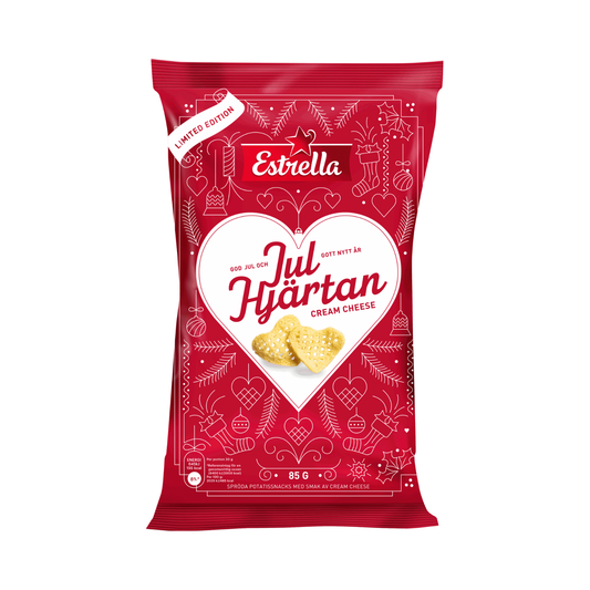 Estrella Julhjärtan Cream Cheese 85g – Swedish Holiday Heart Chips, Limited Edition
