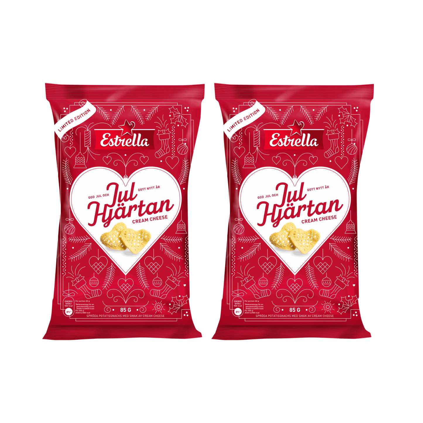 Estrella Julhjärtan Cream Cheese 85g – Swedish Holiday Heart Chips, Limited Edition