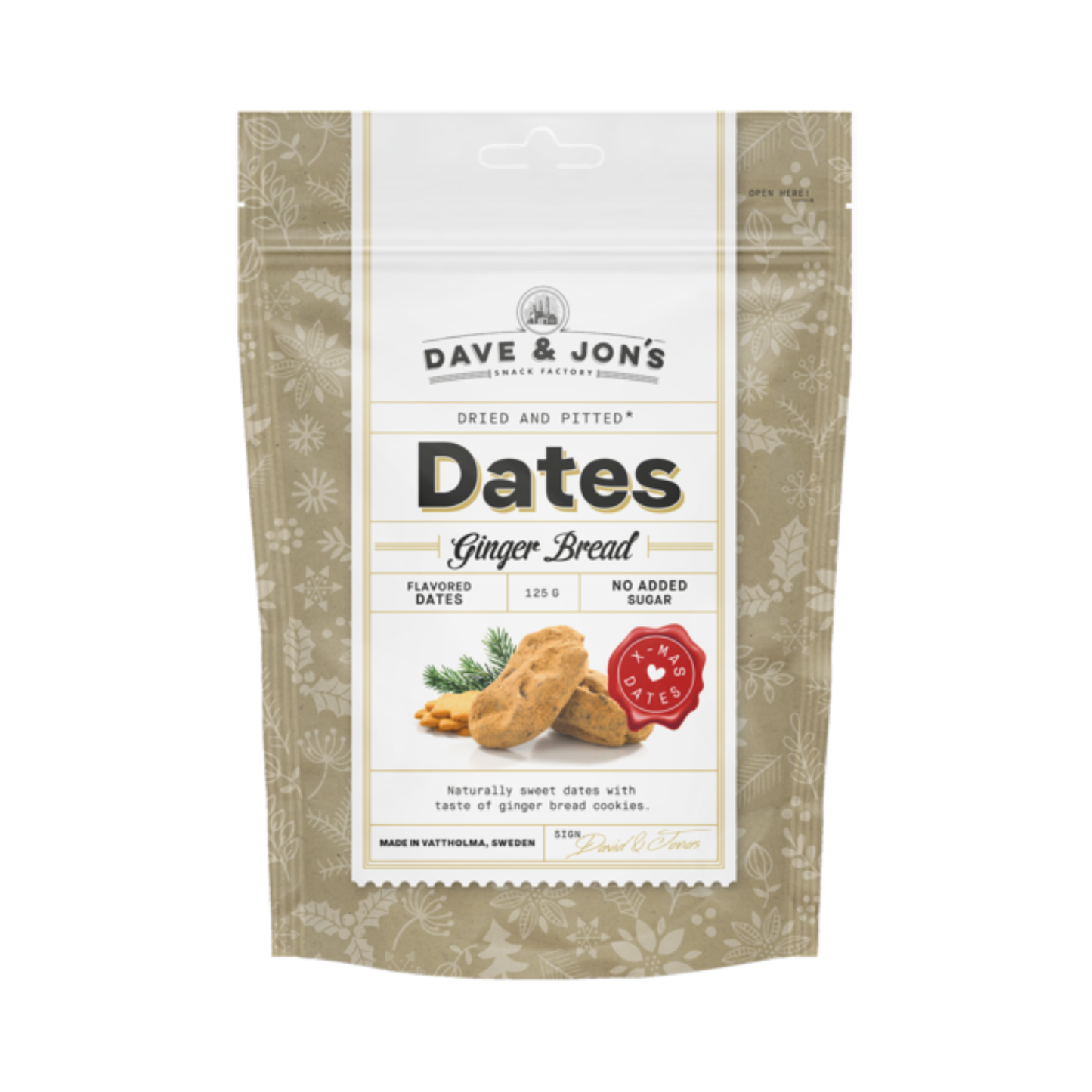 Dave & Jon’s Gingerbread Dates 125g – Swedish Vegan Snack, No Added Sugar