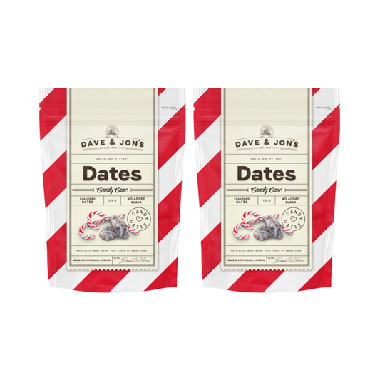 Dave & Jon’s Candy Cane Dates 125g – Swedish Vegan Snack, No Added Sugar