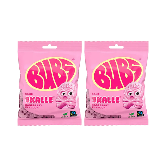 BUBS Raspberry Skull Candy 90g – Swedish Vegan & Gluten Free Sour Candy