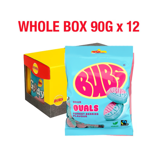 Whole Box Bubs Forest Berries Sour Ovals 12 x 90g