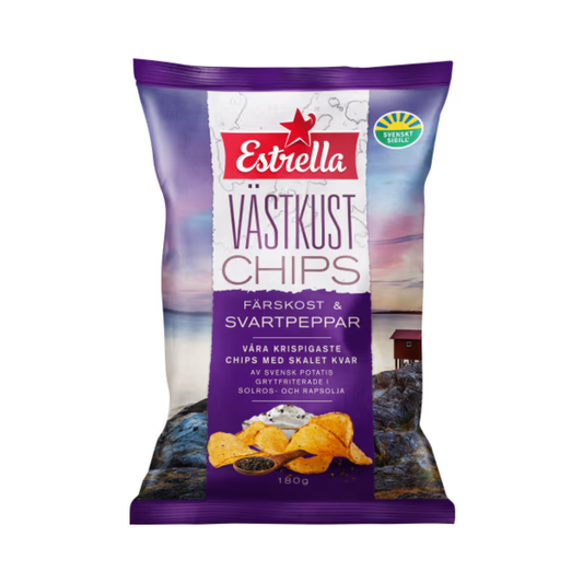 Estrella Cream Cheese & Black Pepper Chips LTD 180g