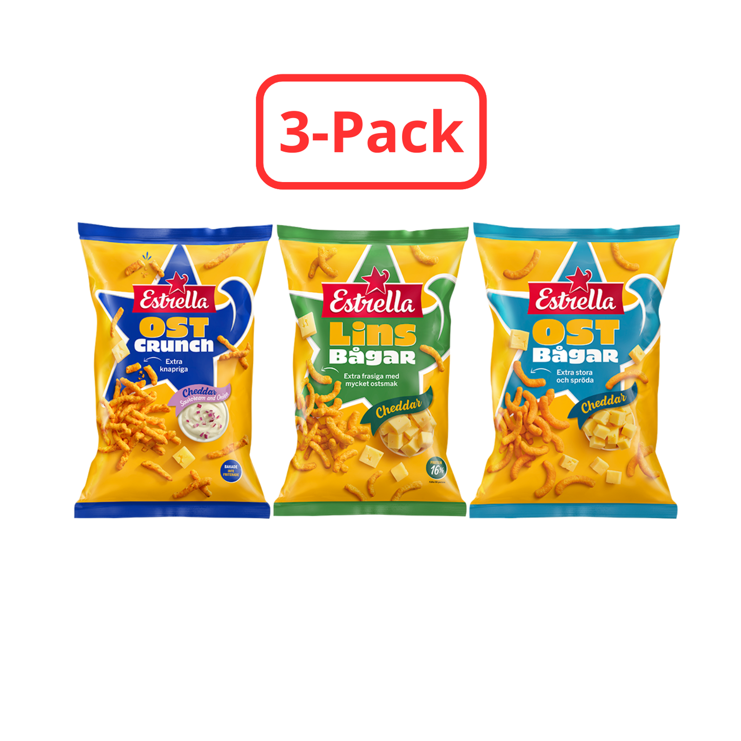 3-Pack Estrella Cheddar Chips Bundle 560g