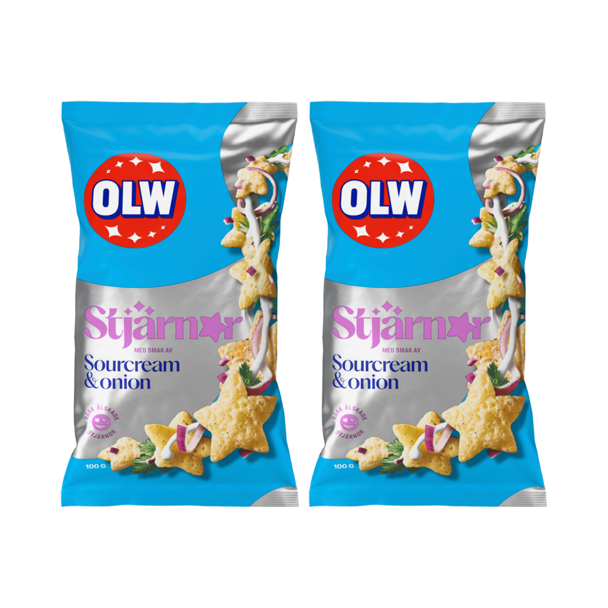 OLW Sour Cream & Onion Stars 100g