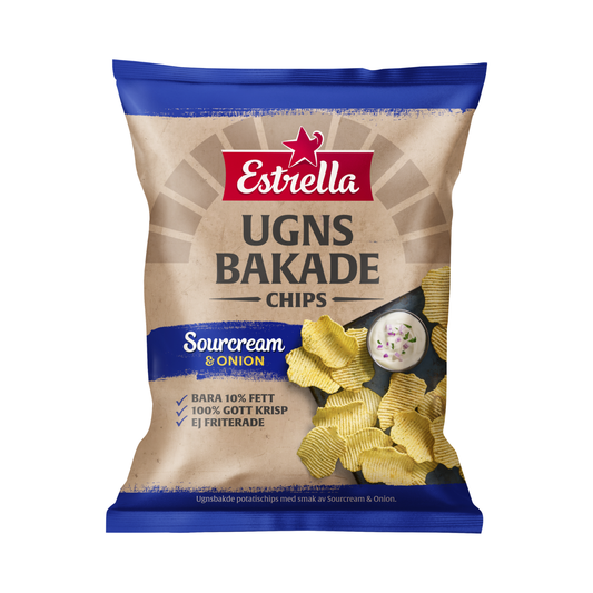 Oven Baked Sour Cream & Onion Chips 125g By Estrella