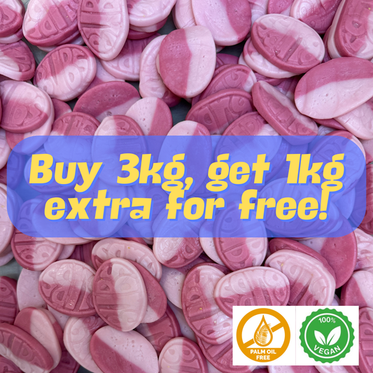 Bubs Strawberry Pomegranate Ovals Buy 3kg, get 1kg extra for free!