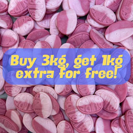Bubs Strawberry Pomegranate Ovals Buy 3kg, get 1kg extra for free!