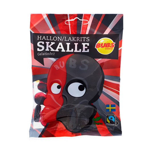 Bubs Raspberry Licorice Skulls Candy 190g