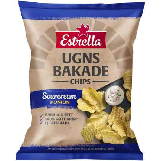 Oven Baked Sour Cream & Onion Chips 125g By Estrella