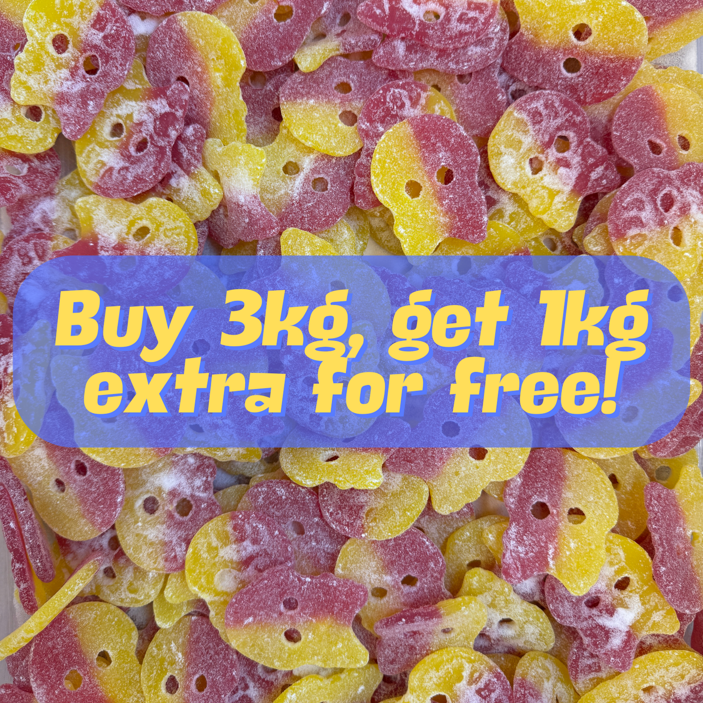 Bubs Sour Skulls Buy 3kg, get 1kg extra for free!